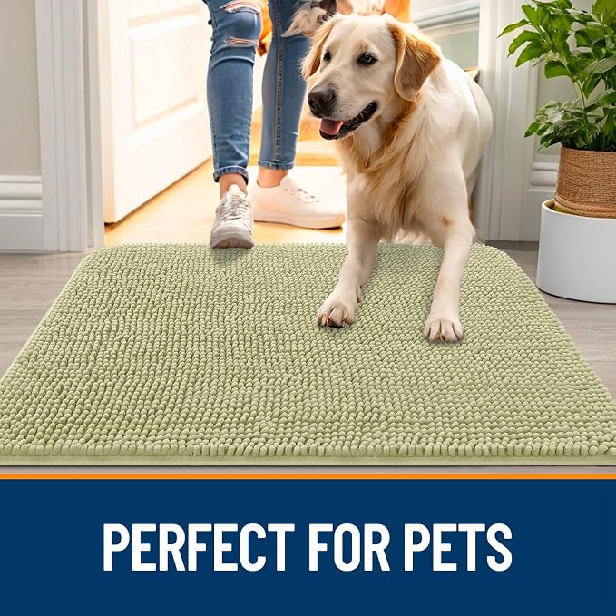 OLANLY Dog Door Mat for Muddy Paws 70x32, Super Absorbent Chenille Mud Mat | - Image 6