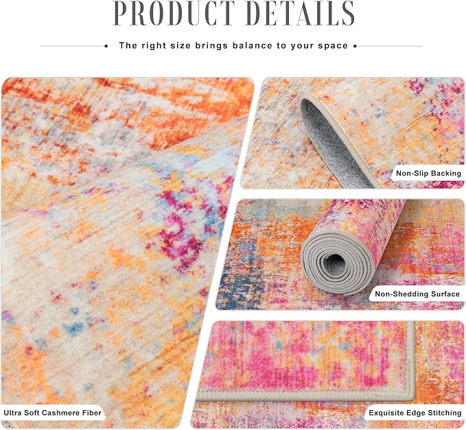 2x3 Washable Entryway Rug: Modern Abstract Soft Carpet Galaxy Haze | - Image 5