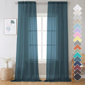 Dusty Blue Sheer Curtains 108 Inches Long, Light Filtering Semi Transparent by OVZME