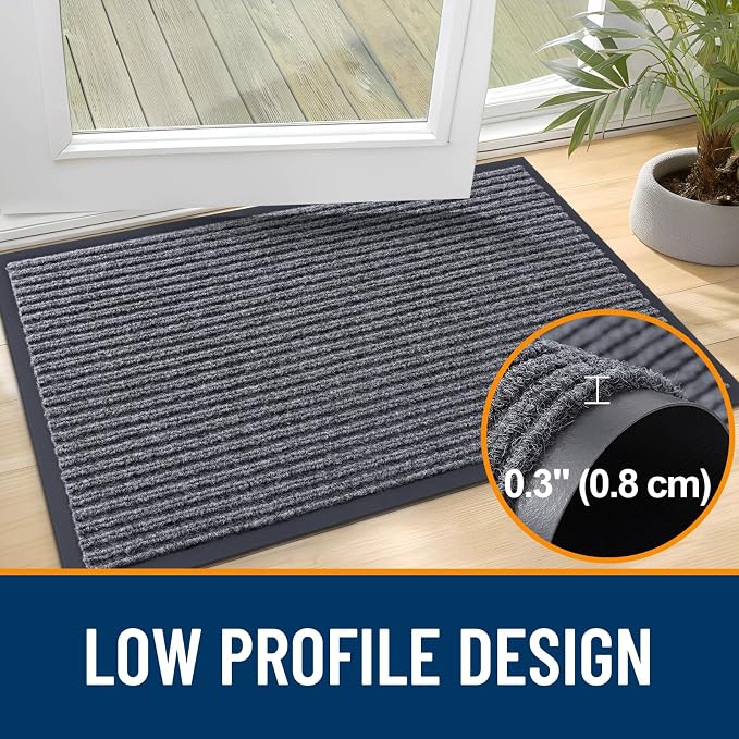 OLANLY 2-Pack Front Door Mats 47x23, Waterproof Heavy-Duty Doormats | Grey - Image 4