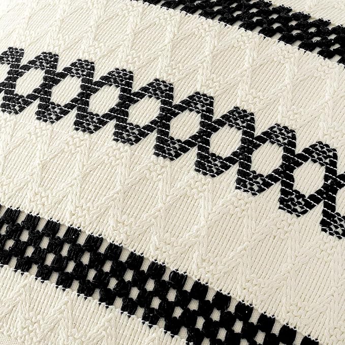 MIULEE Set of 2 Black Boho Decorative Pillow Covers 18x18 Inch | Farmhouse - Image 4