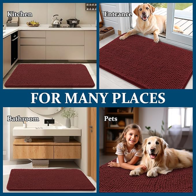 OLANLY Dog Door Mat for Muddy Paws 50x30, Super Absorbent Chenille Mud Mat | - Image 8