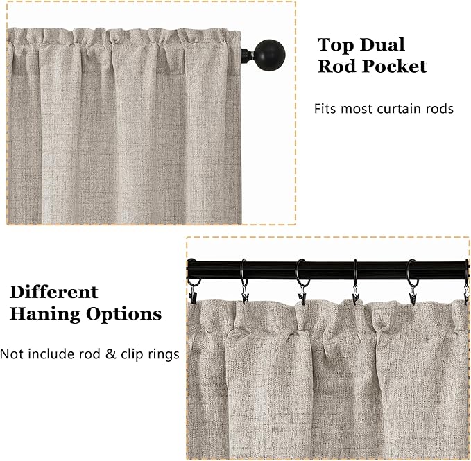 OWENIE Linen Valances for Windows 1 Pcs 18 Inch Length, Light Filtering - Image 4