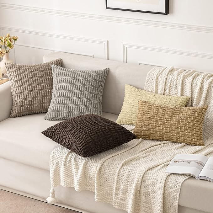 MIULEE Pack of 2 Corduroy Decorative Euro Sham Throw Pillow Covers 22x22 Inch - Image 4