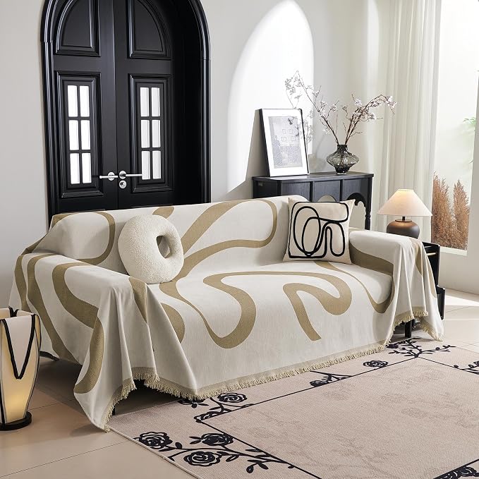 MYSKY HOME Couch Cover for 3 Cushion Sofa, Super Soft Boho Couch Covers for by MYSKYHOME