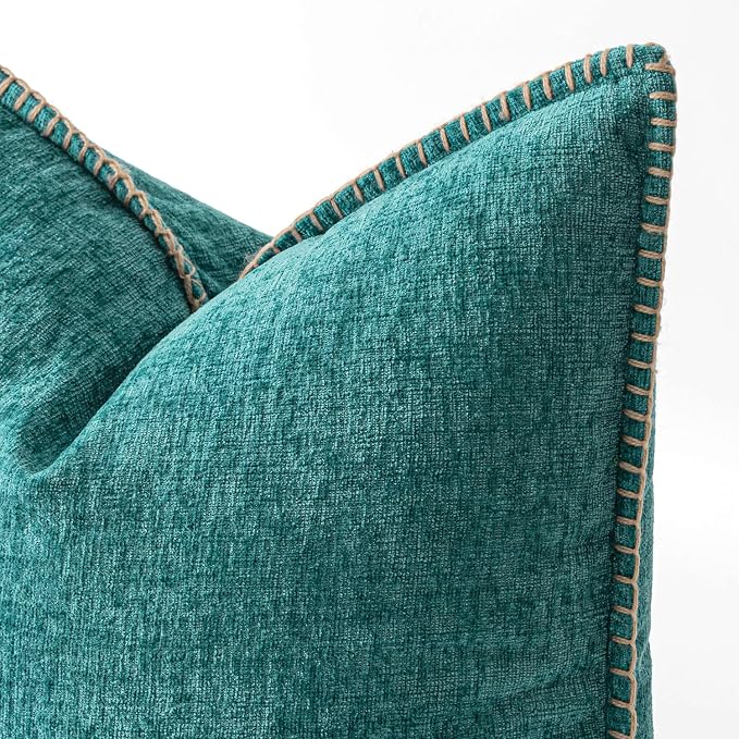 MIULEE Decorative Couch Throw Pillow Covers 20x20 Inch Teal 2 Pack | Farmhouse - Image 2