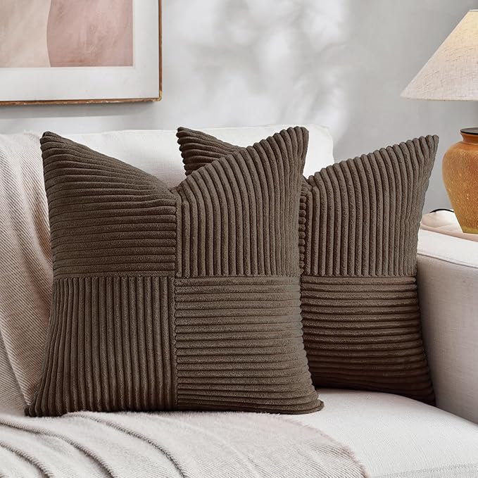Fancy Homi 2 Packs Dark Brown Samll Decorative Throw Pillow Covers 14x14 Inch by Fancy+Homi