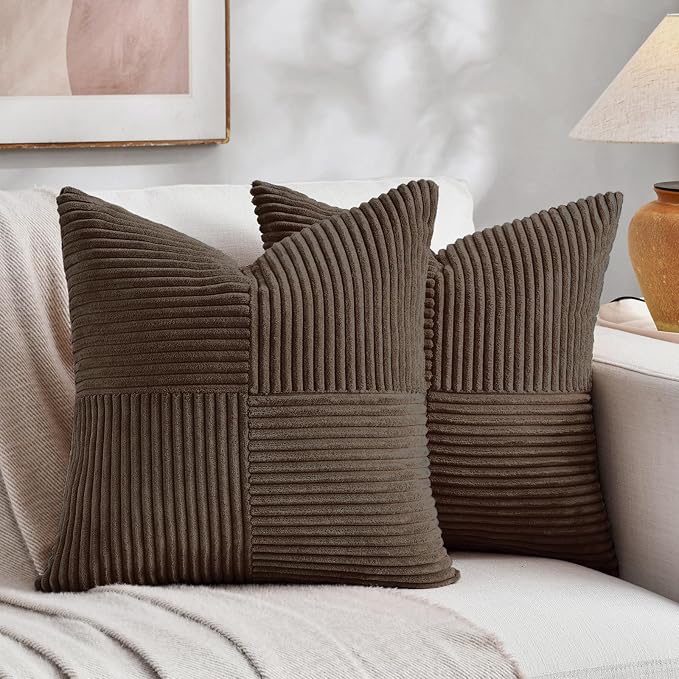 Fancy Homi 2 Packs Dark Brown Samll Decorative Throw Pillow Covers 14x14 Inch by Fancy+Homi