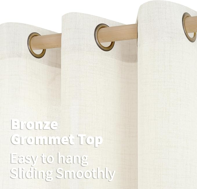 YoungsTex Ivory Linen Semi Sheer Curtains 90 Inch Length - Image 6