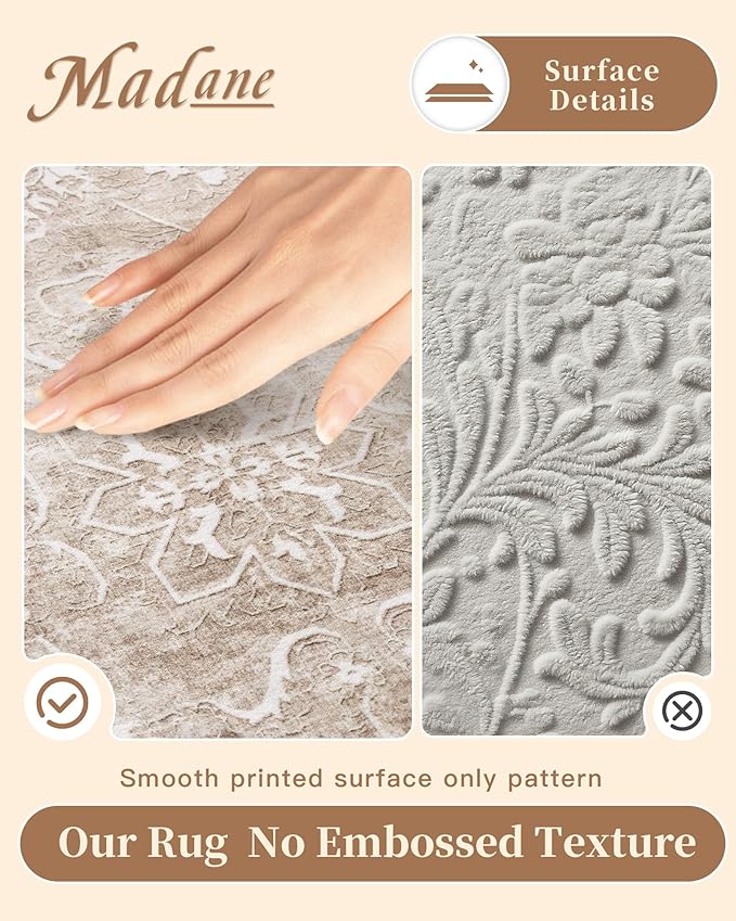 Madane 3x5 Area Rugs for Entryway, Washable Vintage Low Pile Non-Slip Throw - Image 4