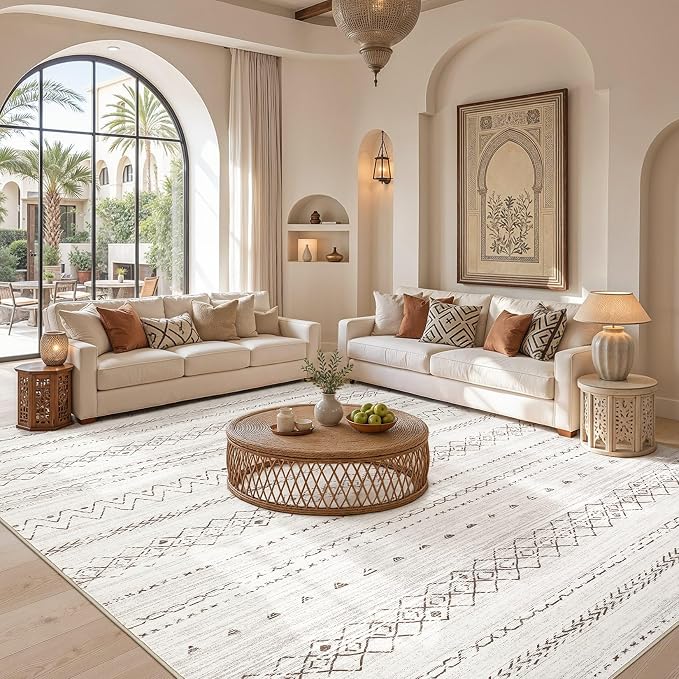cotiled Boho 10x12 Area Rug for Living Room: Large Moroccan Washable Rug | - Image 5