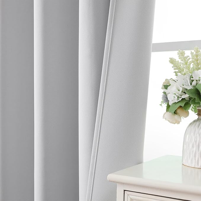 CUCRAF Grayish White Blackout Curtains 108 inch Length 2 Panels Set, Rod Pocket - Image 6