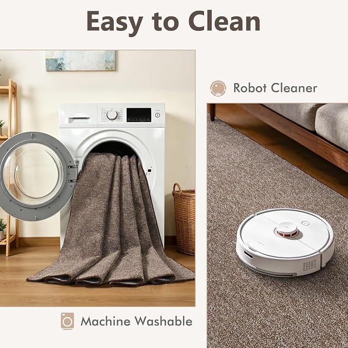 5x7 Coffee/White Area Rug Washable Non-Slip Soft - Image 7