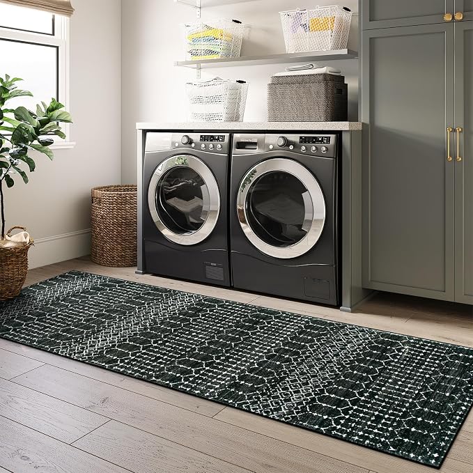 Lahome Moroccan Black Long Runner Washable Hallway Rug, Ultra-Thin Non Slip - Image 6