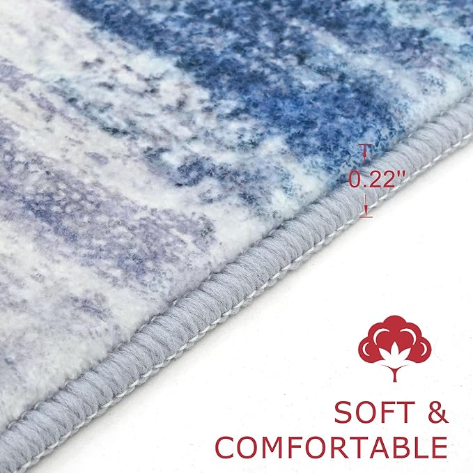 KOZYFLY Modern Abstract Washable Rug Runner 2.6x10 Hallway Rug Runner Non-Slip - Image 2