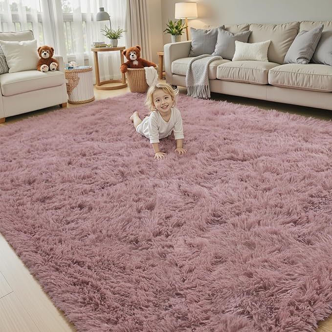 Area Rugs 9x12 Living Room, Shaggy Carpet Soft Plush Furry Bedside Rug Large - Image 4
