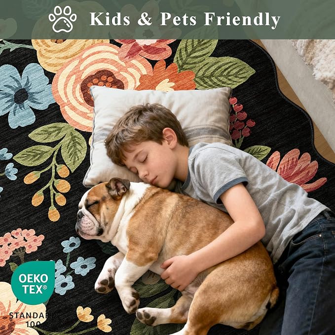 DUKINO 3x4 Rug, Non Slip Floral Washable Area Rug - Image 4