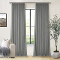 Dark Grey Pinch Pleated Linen Blackout Curtains 90 Inches Long by Twodrapes