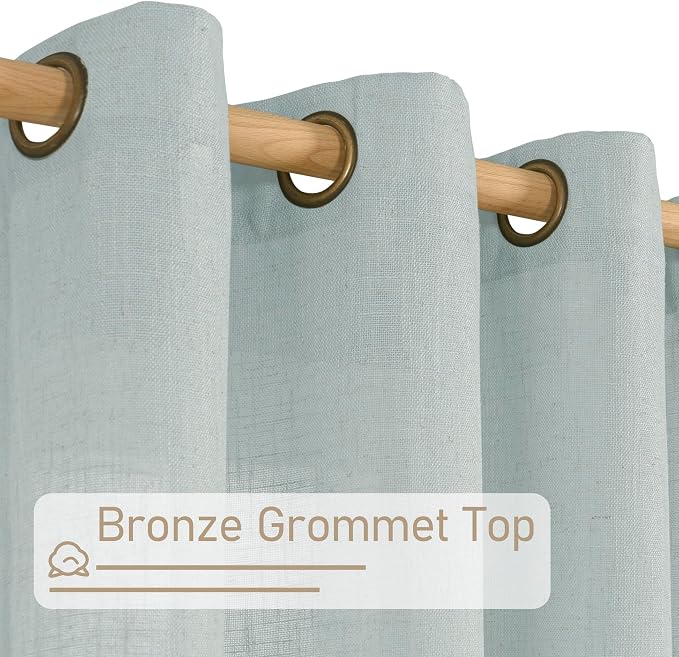 Greyish Blue Linen Curtains 84 Inch Length - Image 2
