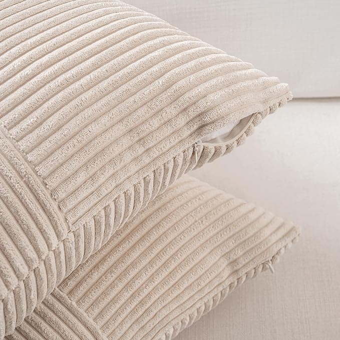 Fancy Homi 2 Packs Tan Samll Decorative Throw Pillow Covers 14x14 Inch - Image 3