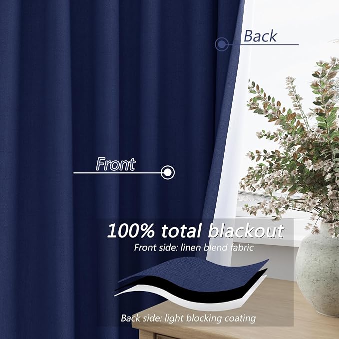 Guken 100% Blackout Curtains 102 Inch Length 2 Panels Set - Image 4