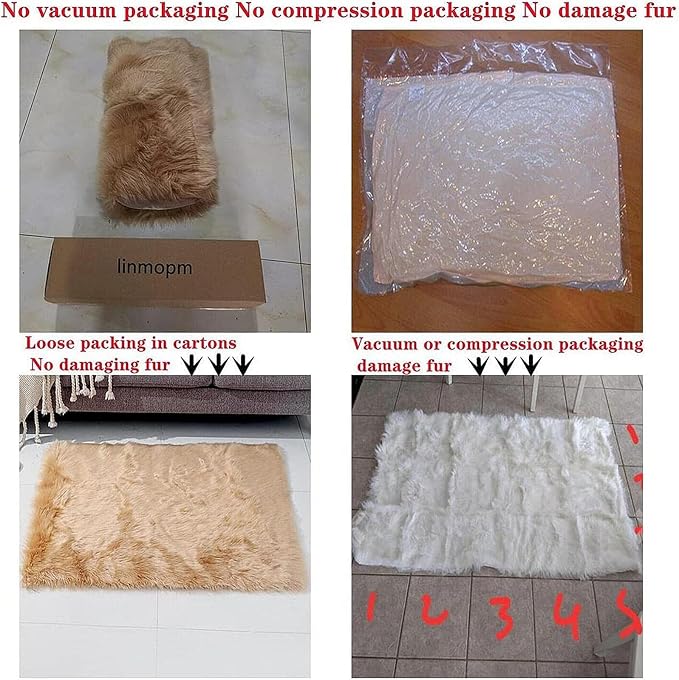 linmopm Faux Fur Sheepskin Rug, 2x3 ft, High-Density Cushion, - Image 5