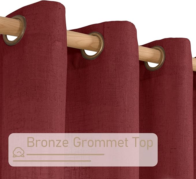 Burgundy Red Linen Curtains 72 Inch - Image 4