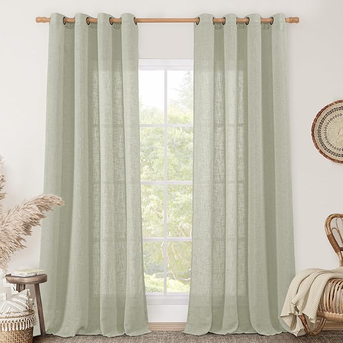 95 Inches Long Sheer Linen Curtains by LAMIT