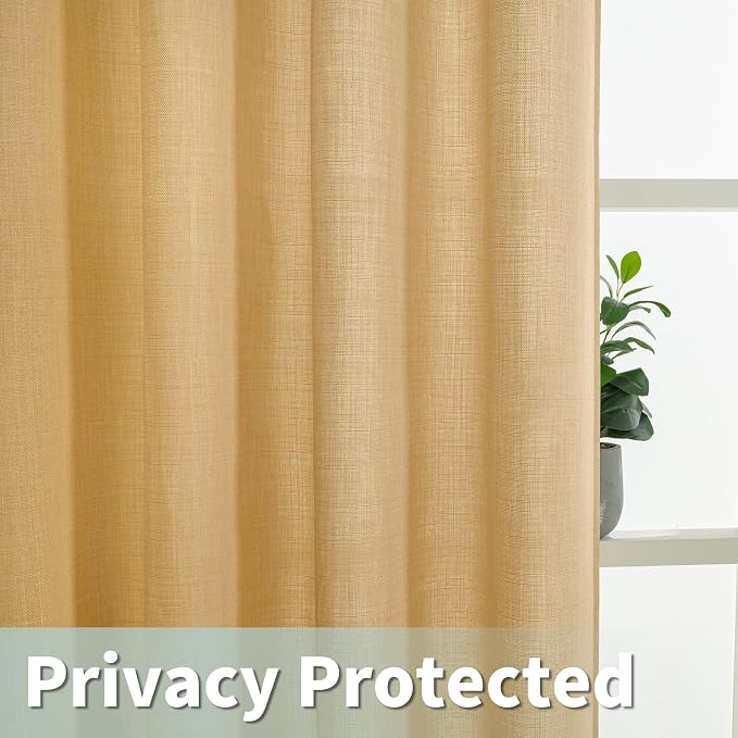 LAMIT Linen Curtains 95 Inch for Living Room, Grommet Thick Linen Textured - Image 3