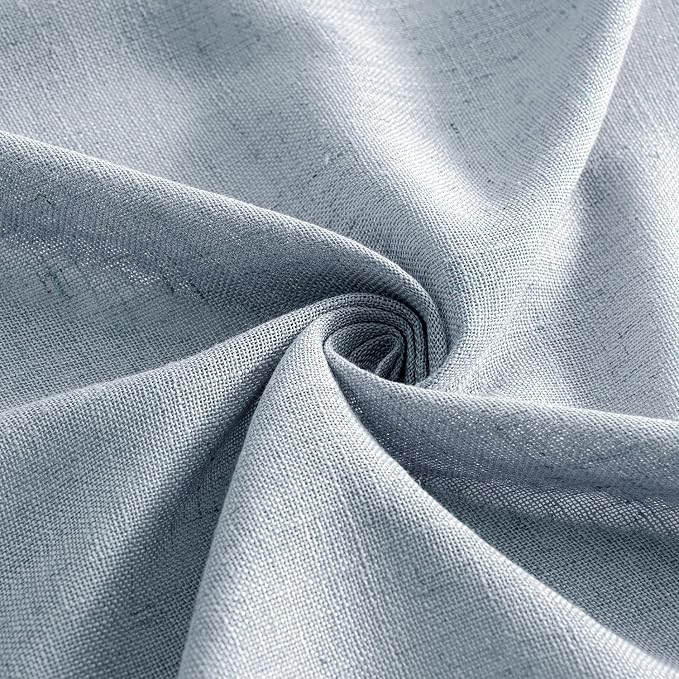 MIULEE Chambray Blue Linen Curtains 52x108 Inches Long 2 Panels - Image 8