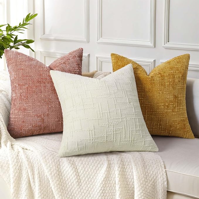 decorUhome Summer Pink Chenille Euro Sham Throw Pillow Covers 24x24 Set of 2 - Image 4