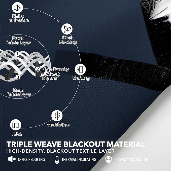 Deconovo Solid Back Tab Curtains Blackout Curtains Thermal Insulated Drapes and - Image 3