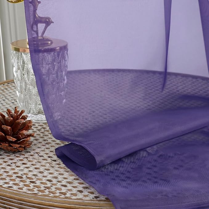 Sheer Purple Curtains 108 Inches Long 2 Panels Set, 59 Inch Extra Wide - Image 4
