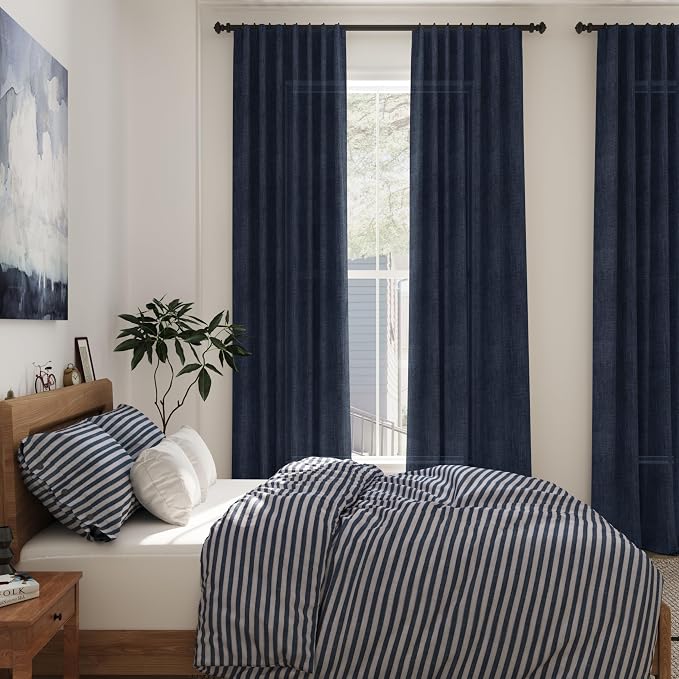 Nanspring Navy Blue Curtains 80 Inches Length - Image 7