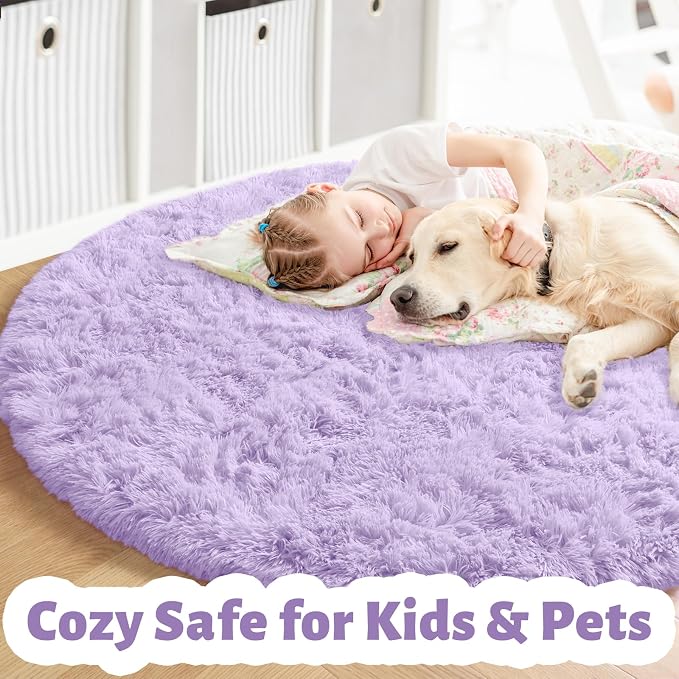 Amdrebio Light Purple Lavender Large Round Rug 8Ft - Image 3
