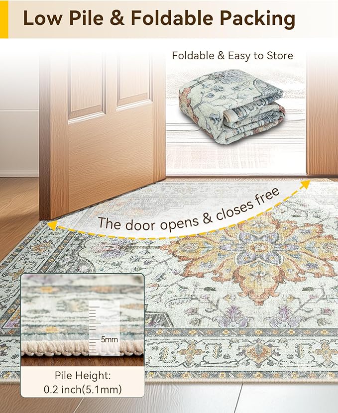 RELEANY Washable Area Rug, Square 7'x7', Water Repellent, Pet Friendly - Image 4