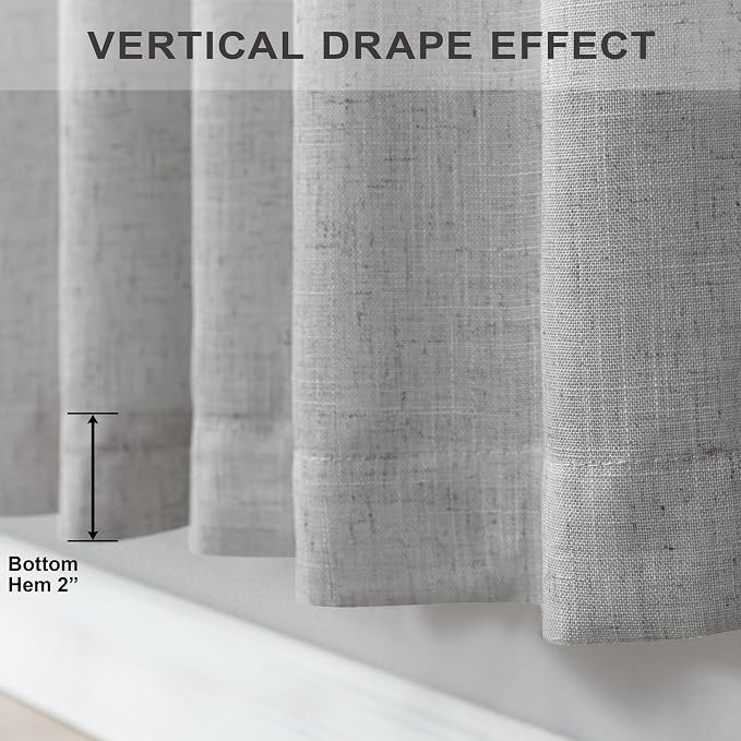Pitalk Light Grey Linen Curtains 102 Inches Long - Image 6