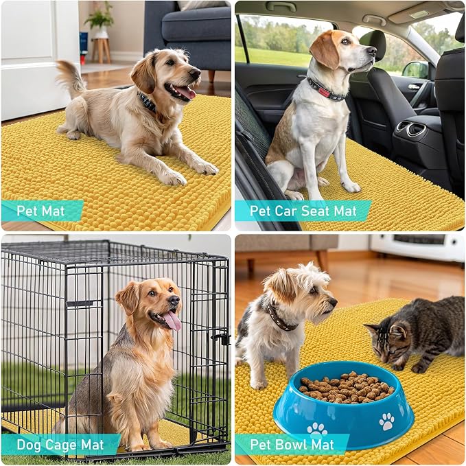 OLANLY Dog Door Mat for Muddy Paws 70x24, Super Absorbent Chenille Mud Mat | - Image 7