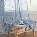 MIULEE Dusty Blue Sheer Curtains 2 Panels Leaf Patterned, W52 x L63 | by MIULEE