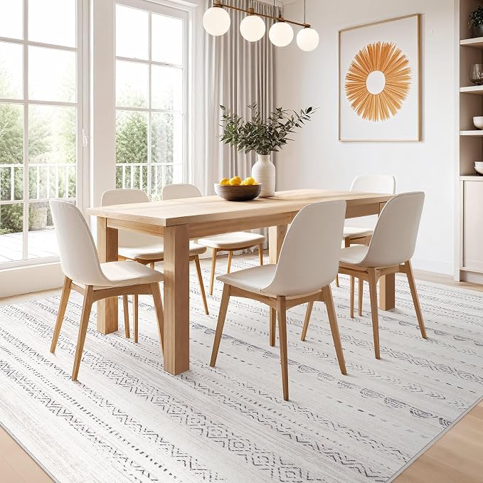 Nakagishi 6x9 Area Rugs Living Room: Washable Boho Large Neutral Soft Farmhouse - Image 7