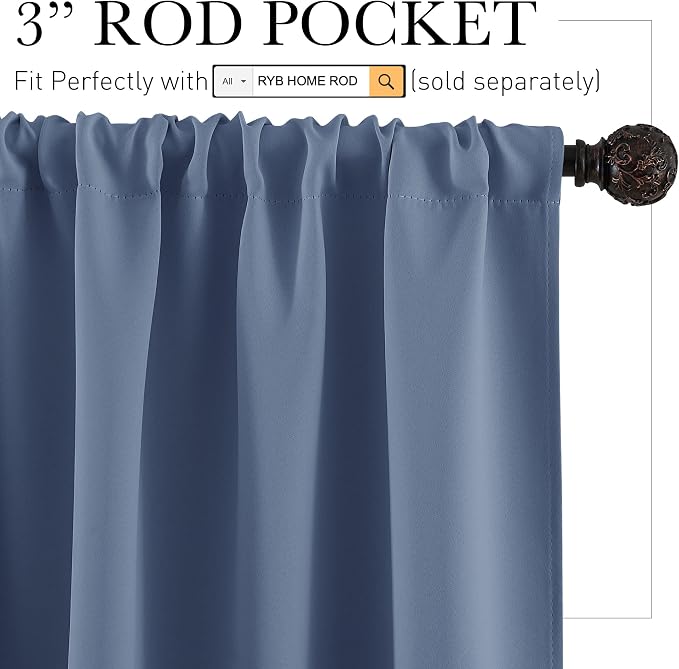 RYB HOME Blackout Curtains for Bedroom 84 inches Long 2 Panels Set, Privacy - Image 3