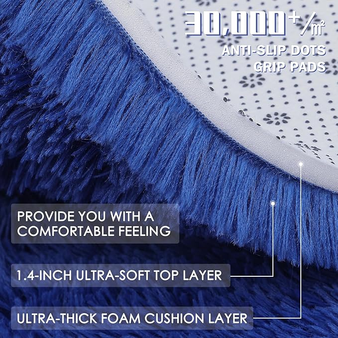 OLANLY Navy Blue Round Rugs for Bedroom - Image 7