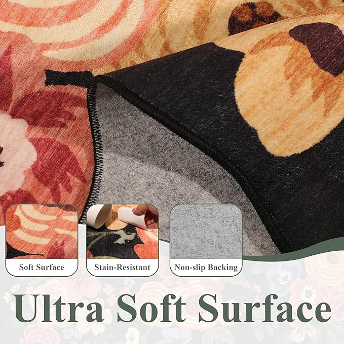 DUKINO 2x6 Runner Rug, Floral Washable Rug - Image 8