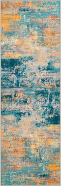 2.6x14 Washable Runner Rug:Modern Abstract Soft Carpet Rosy Haze | by FXRHLP