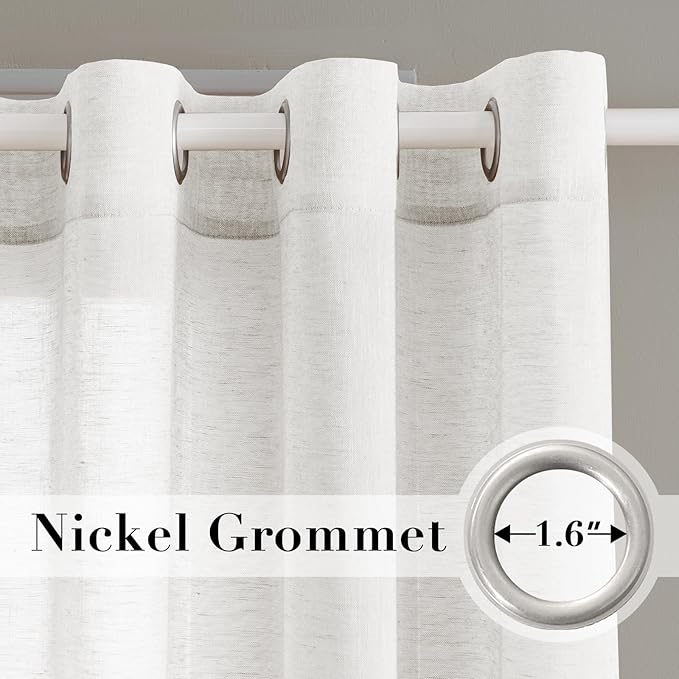 H.VERSAILTEX Linen Curtains Nickel Grommet Natural Linen Semi-Sheer Curtains 2 - Image 2