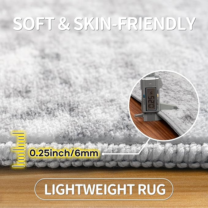Aelenmu 5x7 Area Rugs for Living Room Bedroom Dining Room Washable Grey | Soft - Image 6