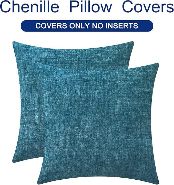 CaliTime Throw Pillow Covers Decorative 18 X 18 Inches Pack of 2 Cozy Chenille - Image 6