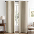 MIULEE 100% Blackout Linen Curtains 42 x 72 Inch Cobblestone 2 Panels | Thermal by MIULEE