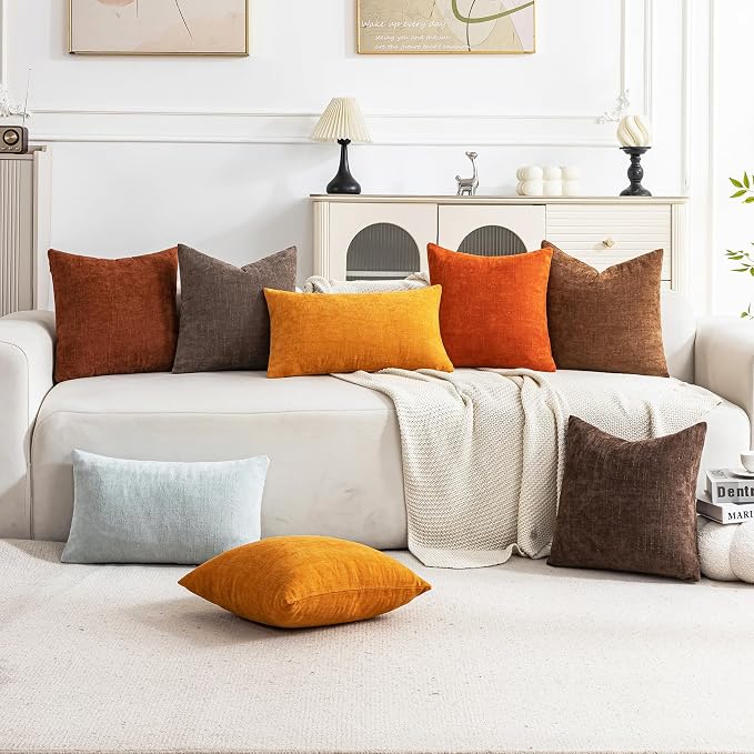 Set of 4 Soft Textured Decorative Throw Pillow Covers 26x26 Inch Cozy Farmhouse - Image 3