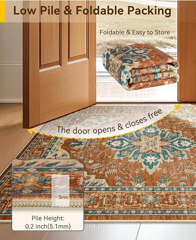 RELEANY Washable Area Rug, Large 9'x12', Water Repellent, Pet Friendly - Image 5